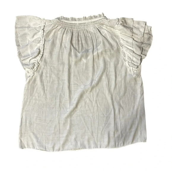 NWT Current Air Womens M‎ Hannah Floral Jacquard Short Sleeve Split Neck Top - Picture 2 of 9